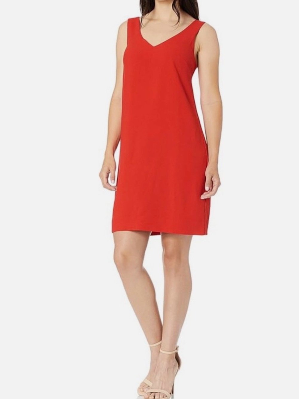 Trina Turk V-Neck Sleeveless Shift Dress in Red Size 8